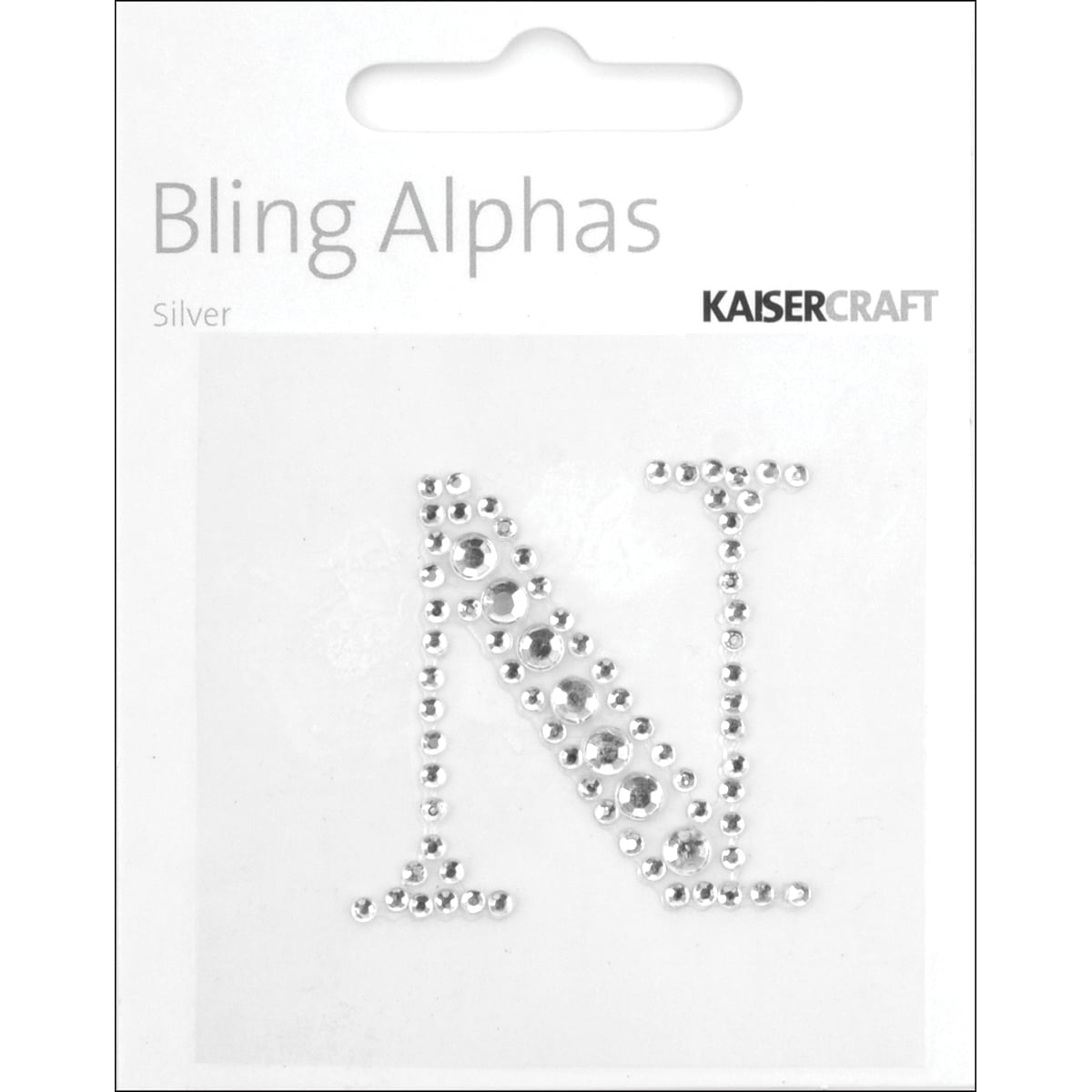 Bling Alphas SelfAdhesive Rhinestone Letter 1.375"Silver Crystal N