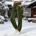 thumbnail image 4 of Women's Velvet Jogger Pants Elastic High Waist Casual Soft Velour Sweatpants with Pockets Fall Winter Daily Party Pants Fashion Bottoms Army Green, 4 of 9