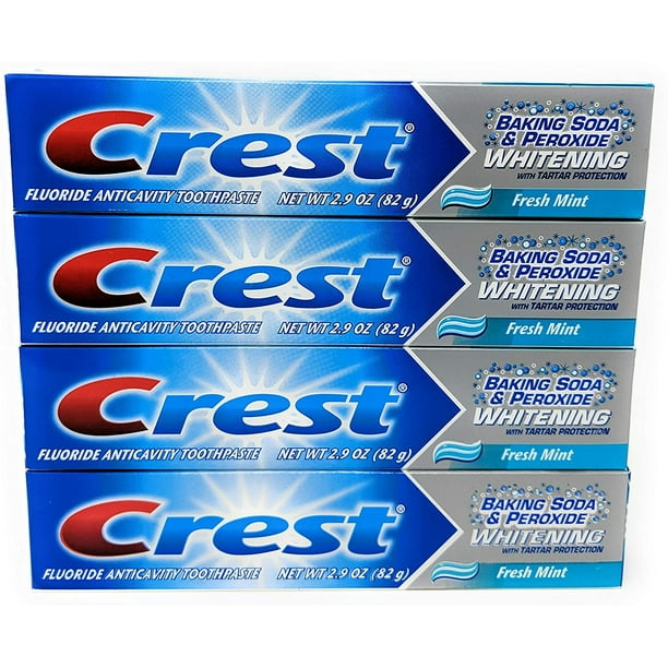 Crest Baking Soda Peroxide Whitening Tartar Toothpaste, 2.9 Oz, Fresh Mint, Pack of 4 Walmart