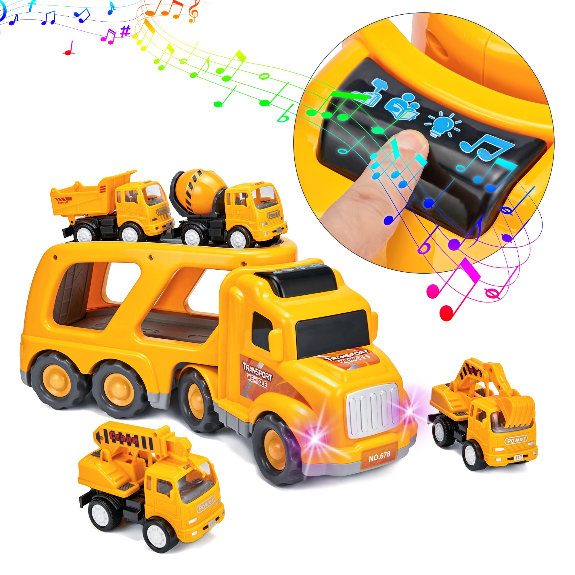 Construction Backpack Kids Portable Toy Set Building Crane 2 Trucks Best Gift 