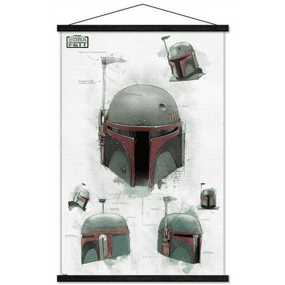 Star Wars: The Book of Boba Fett - Helmet Turns Wall Poster with Wooden Magnetic Frame, 22.375" x 34"