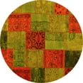 thumbnail image 1 of Ahgly Company Machine Washable Indoor Round Patchwork Yellow Transitional Area Rugs, 6' Round, 1 of 4