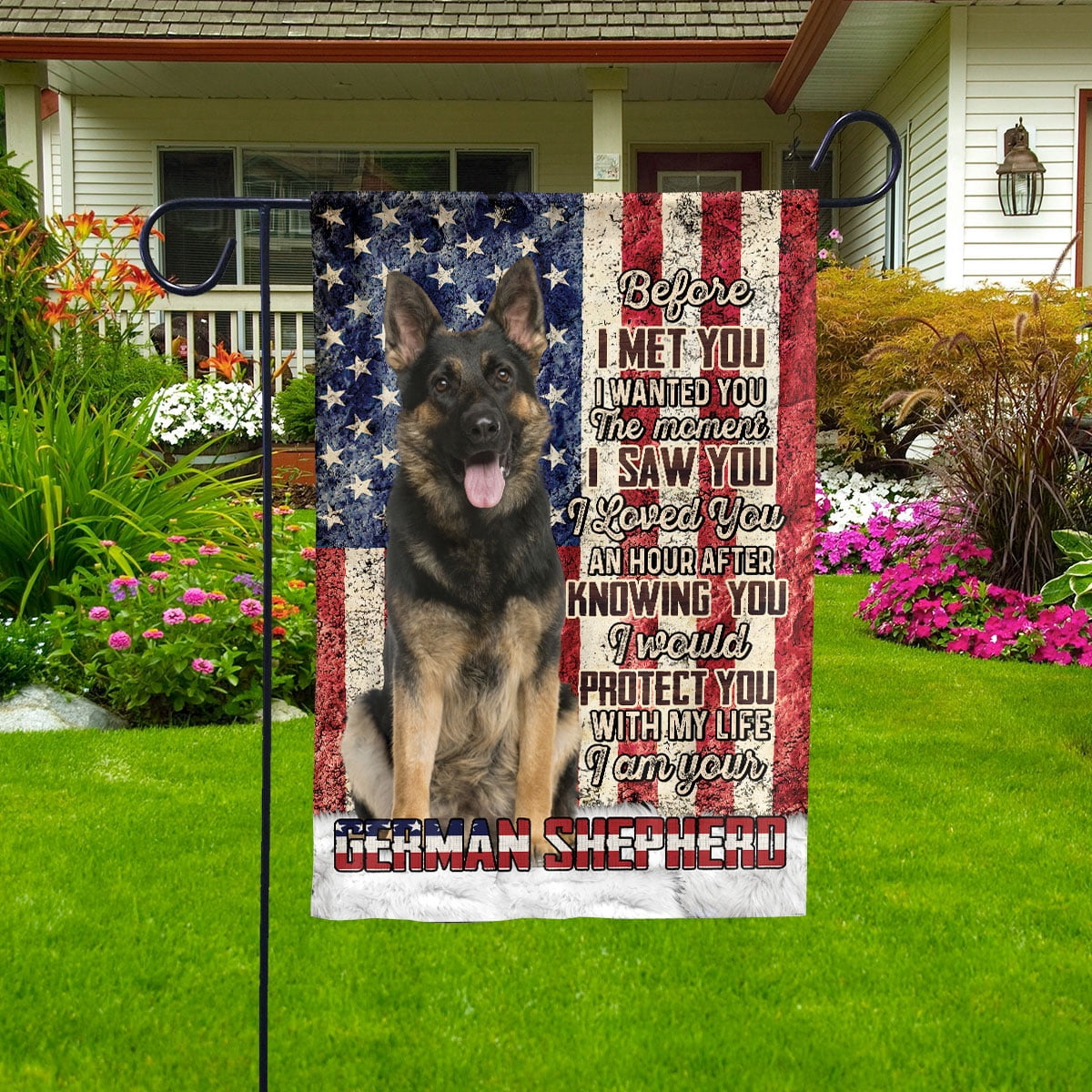 American Flag I Am Your German Shepherd Dog Flag Proud House Flag, Double-Sided Decorative Outdoor Flag, Patriotic Polyester Yard Flag 29.5 x 39.5 in