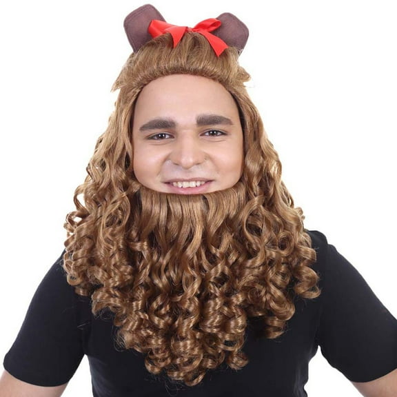 HPO Adult Men's Lion Wig | Brown Color Cosplay Wig Synthetic Fiber