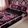 thumbnail image 3 of meiyoeat Butterfly Initial E Letter Zipper Twin Comforter Sets with Fitted Sheet and 2 Pillowcases for Women Girls, Black Pink Bowknot Damask Floral Zipper Bedding Set, Black Reversible, 4 Pieces, 3 of 6