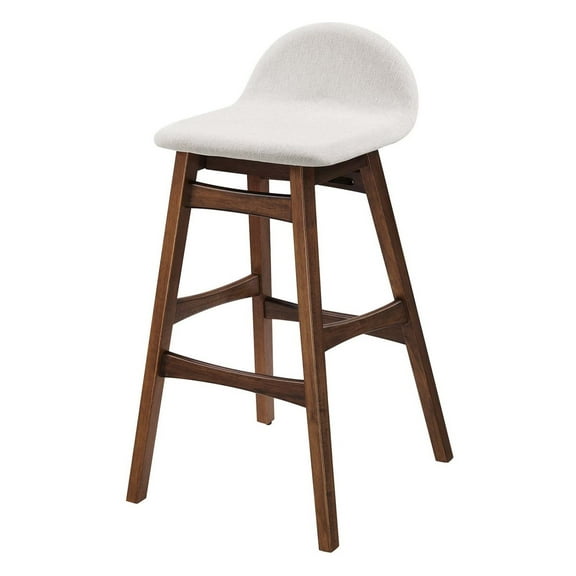 Bar Stool Chair Barstool, Set of 2, Ivory White, Fabric, Wood, Pub Cafe Bistro Dining Kitchen Hospitality Restaurant, Modern Contemporary HB36165