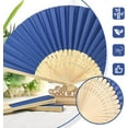 thumbnail image 3 of 12PCS Folding Paper Fans, Handheld Paper Fan Foldable Decorative Fans Blue Bamboo Fan for Summer Beach Party Dancing DIY Wall Decoration, 3 of 6