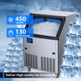 thumbnail image 2 of Coolake 450lbs/24h Commercial Air Cooled Ice Maker Machine with 130lbs, Cube Ice, Doe/ETL, 2 of 8
