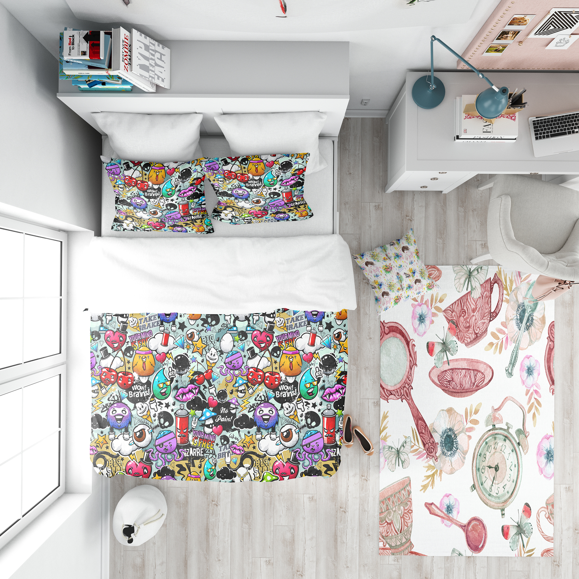 Designart 'Graffiti Texture' Modern Teen Duvet Cover Set