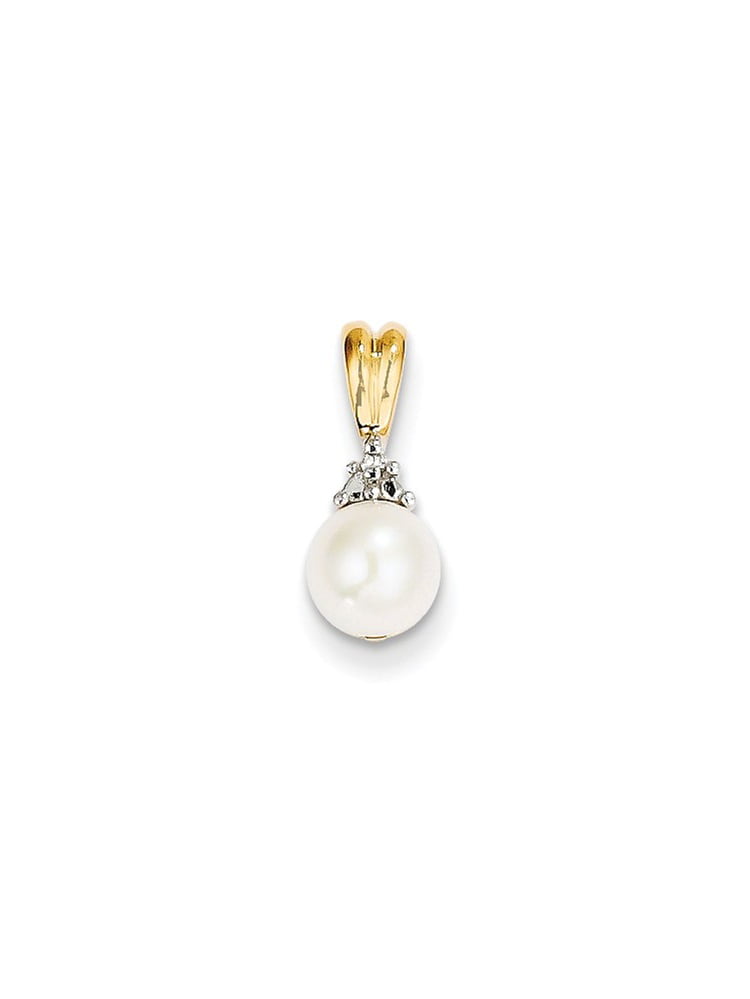 Mia Diamonds 14k Yellow Gold Gold with Freshwater Cultured Pearl Polished Pendant 