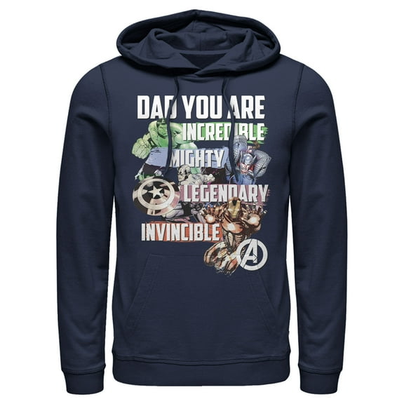 Men's Marvel Dad You Are a Hero  Pull Over Hoodie Navy Blue 2X Large