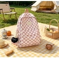 thumbnail image 4 of BiFandian Checkerboard Pattern Plaid Backpack, Korean Style Lightweight Casual Daypack with Roomy Compartment, Stylish Carryall Bag for Daily Commute Outdoor Errand Use, 4 of 6