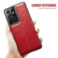 thumbnail image 2 of MOHEYO Slim Vegan Leather Cover Thin Luxury Classic Case for Samsung Galaxy S21 Ultra 5G - Red, 2 of 8