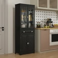 thumbnail image 2 of HOMCOM 63" Kitchen Pantry Storage Cabinet w/Adjustable Shelves Glass Door, 2 of 10