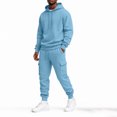 thumbnail image 4 of Trgacdwlo Men's Tracksuit 2 Piece Sweatsuit Set Sweat Hoodie Athletic Carg Pants Set Relaxed Fall Winter Tracksuit Outfits Jogging Suit Hooded Set Blue XL, 4 of 6
