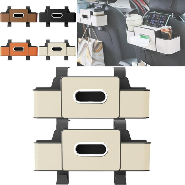 Car Organizers and Storage Box, 4 In 1 Multifunctional Car Organizers and Storage Back Seat for Hold Phone, Drinks, Handbag, Universal Fit for Suv/Sedan (2*White)