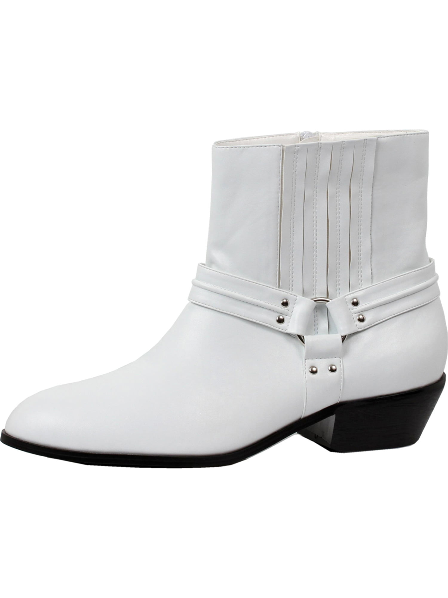 Mens Ankle Boots White Western Calf 