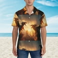 thumbnail image 2 of Balery Castle Cool Fire Dragon Camisas hawaianas de manga corta para hombre, camisas playeras de corte holgado, camisas de vacaciones con botones,Medium, 2 of 7