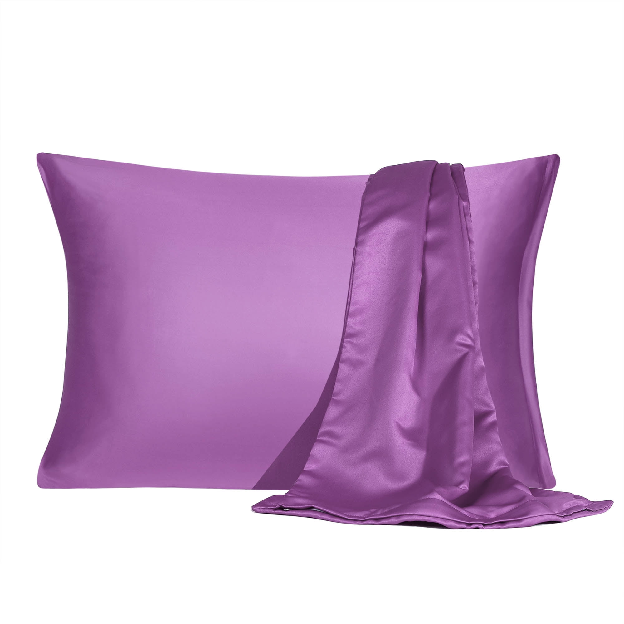 Satin Pillowcase with Zipper Standard Size Set of 2 Silky Sateen Pillow