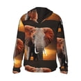 thumbnail image 3 of Daiia Elephant Sunset in Kenya UPF 50+ Sun Protection Hoodie Jacket Lightweight Long Sleeve Sun Shirt for Women Men with Pocket Hiking Outdoor-, 3 of 9