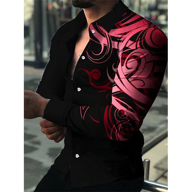 Camisas de moda de lujo para hombre, camisas casuales de un solo pecho, blusa de manga larga con relámpago nocturno, camisa hawaiana para hombre, talla grande 6XL