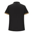thumbnail image 5 of New Summer Arrivals YLSDY Mens Button Collared Shirts with Pocket Vertical Striped Collar Golf Tshirt Short Sleeve Trendy Button V Neck Tee Top for Summer Black XL, 5 of 7