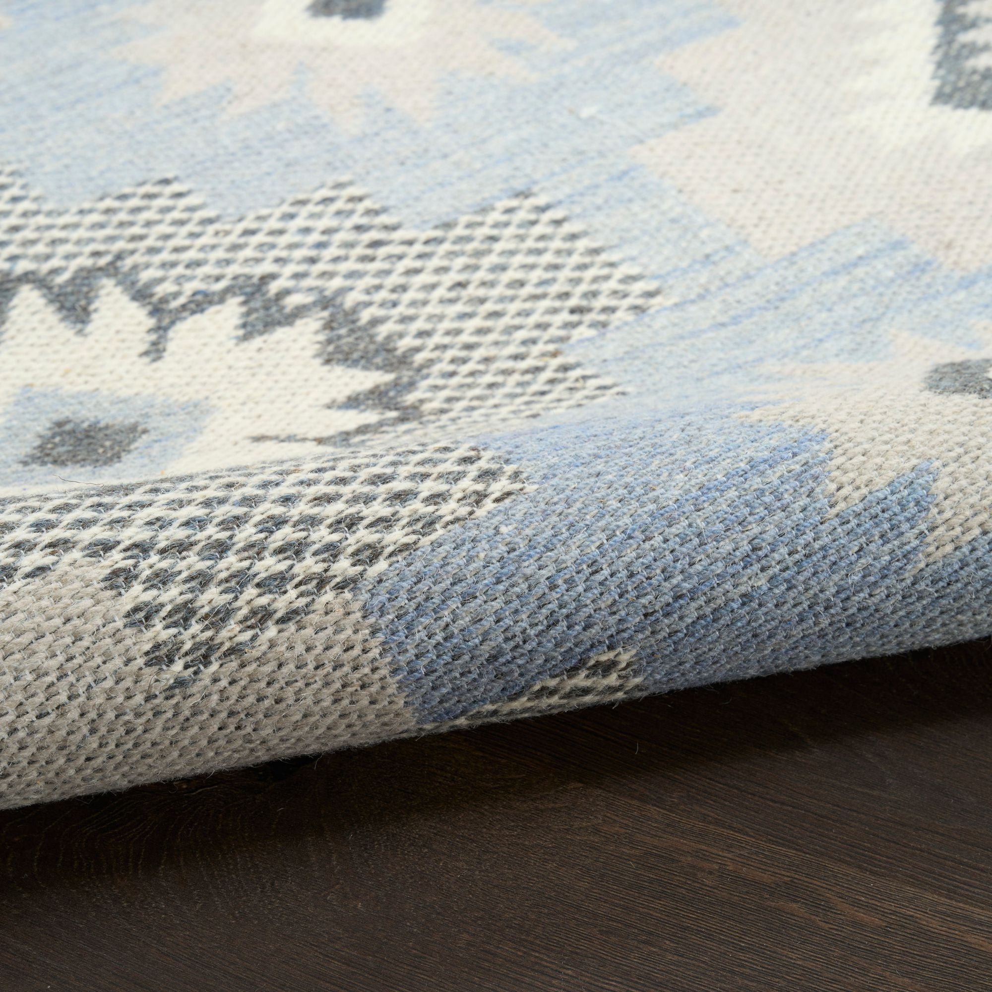 Nourison Copenhagen 8' x 10' Ivory Blue Modern Flatwoven Wool Indoor Rug