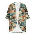 thumbnail image 5 of jsaierl Women's Floral Print Puff Sleeve Kimono Cardigan Loose Cover Up Casual Blouse Tops, 5 of 6