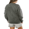 thumbnail image 2 of Women's Gameday Couture Charcoal New Orleans Saints Oversized Long Weekend Premium Fleece Drop Shoulder Pullover, 2 of 2