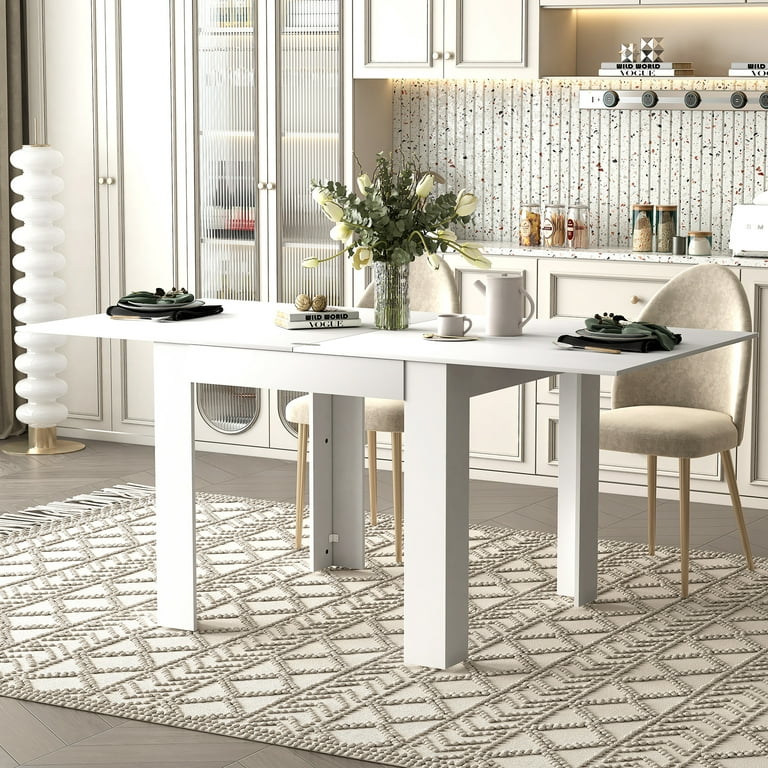 ijuicy Extendable Dining Table Kitchen & Dining Room Table for 4-6, Flexible Dining Table with Movable Flap, Multifunctional Folding Dining Table for ijuicy Extendable Dining Table Kitchen & Dining Room Table for 4-6, Flexible Dining Table with Movable Flap, Multifunctional Folding Dining Table for