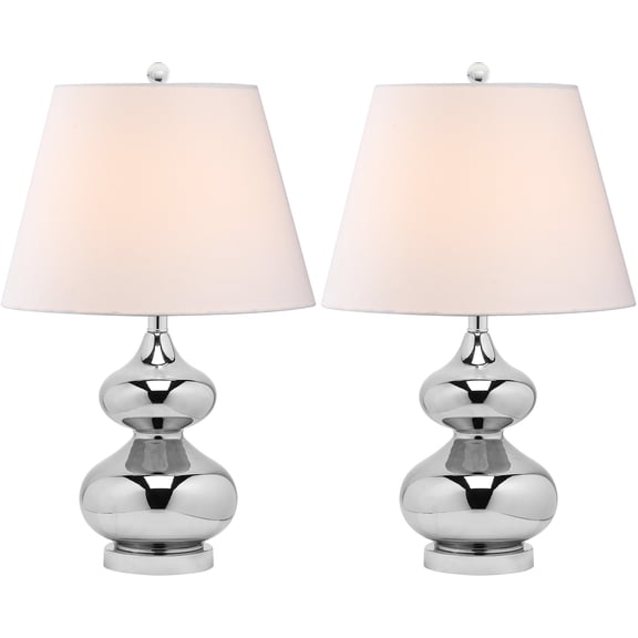 SAFAVIEH Eva 24 in. Glass Table Lamp with Off-White Cotton Shade, Set of 2