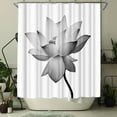 thumbnail image 3 of Black and White Shower Curtain Lotus Flower Shower Curtain Polyester Fabric Bathroom Decoration Waterproof With Hook 72"W x 78"L (Pack of 1), 3 of 6
