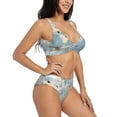 thumbnail image 2 of Kdxio Animals Travel World Map Print Women's 2 Piece High Waisted Wrap Spaghetti Strap Summer Swimsuit Bikini Set-Large, 2 of 7