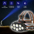 thumbnail image 3 of Linterna frontal 8 LEDs brillante USB recargable faro con 2 baterías 4 modos de luz a prueba de agua, 3 of 8
