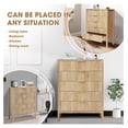 thumbnail image 3 of Fluted 5 Drawers Dresser for Bedroom, Tall Chest of Drawers with Thick Plank Styling & Solid Wood Legs, Wooden Skinny Storage Dresser Organizer for Bedroom, Living Room, Hallway, Entryway, 3 of 6