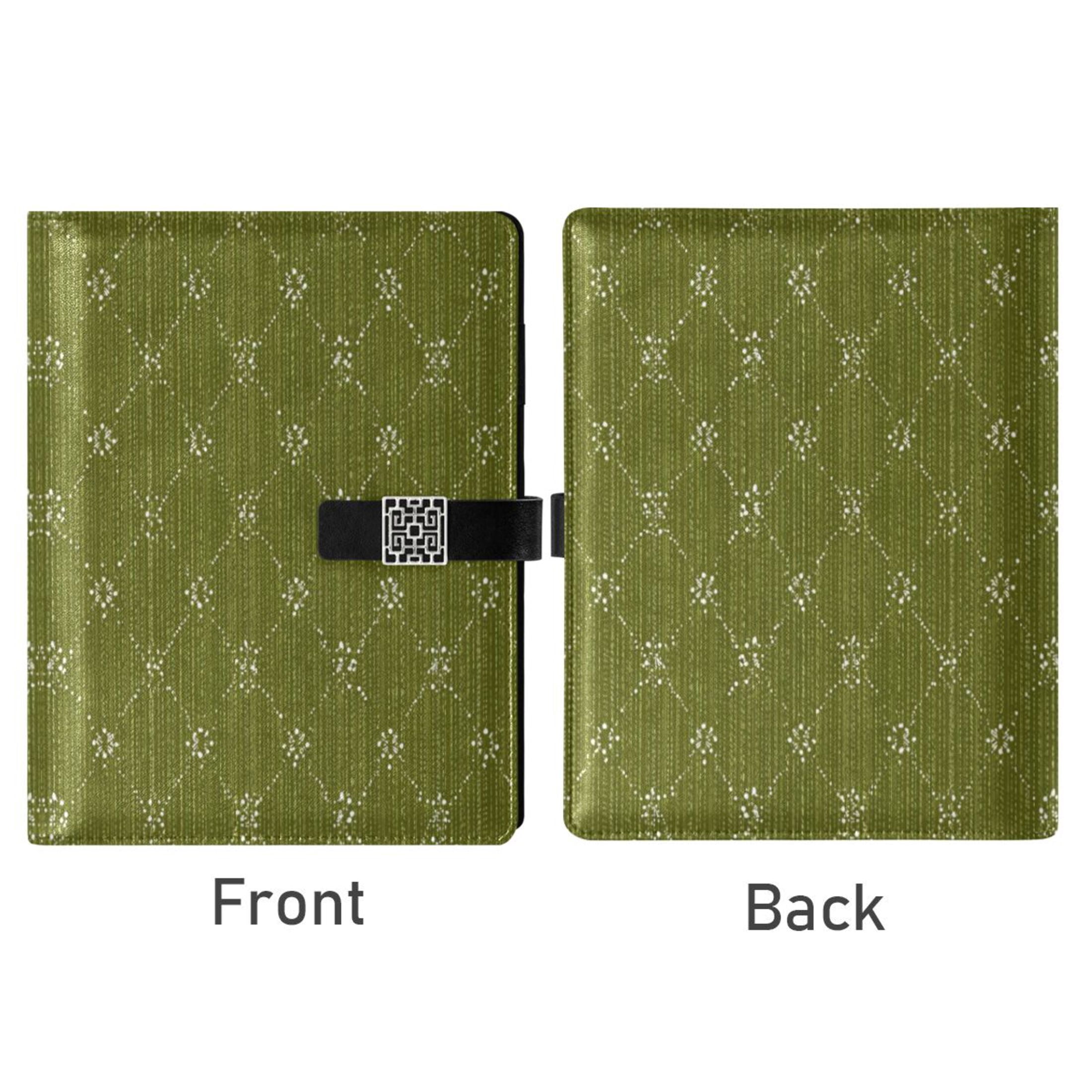 Leather Planner Leather Notebook Notebook Journal Binder Design Pen Pocket Design Convenient for Storage Olive Green Dotted Lines
