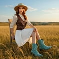 thumbnail image 7 of Ecetana Cowboy Boots for Women Ankle Cowgirl Booties Pointed Toe Embroidery Western Short Boots, 7 of 7