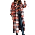 thumbnail image 2 of Women Fashion Plaid Print Outwear Winter Long Sleeve Lapel Long Jacket Trench Coat With Mauve Jacket With Hood, 2 of 5