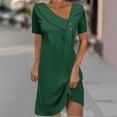 thumbnail image 2 of TAGOLD Womens Summer Dress Clearance,Plus Size Casual Dress for Womens,Women's Fashion Solid Color Short Sleeve Round-Neck Mid-Calf Dress, 2 of 5
