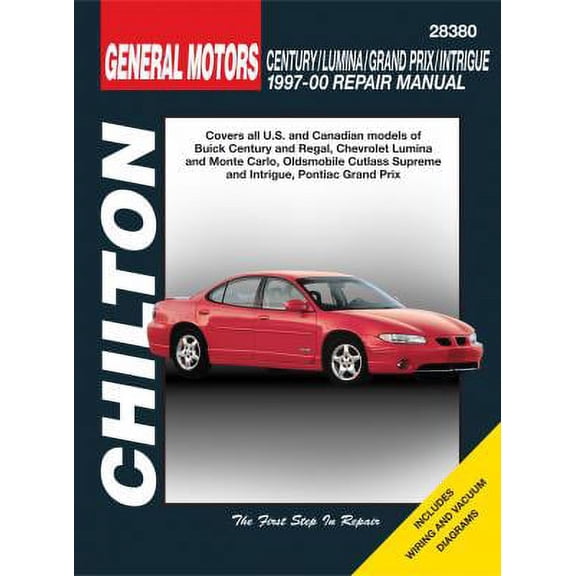 General Motors Century/Lumina/Grand Prix/Intrigue Chilton Repair Manual for 1997-00 covering all models of Buick Century and Regal, Chevrolet Lumina and Monte Carlo, Oldsmobile Cutlass Supreme a... ^