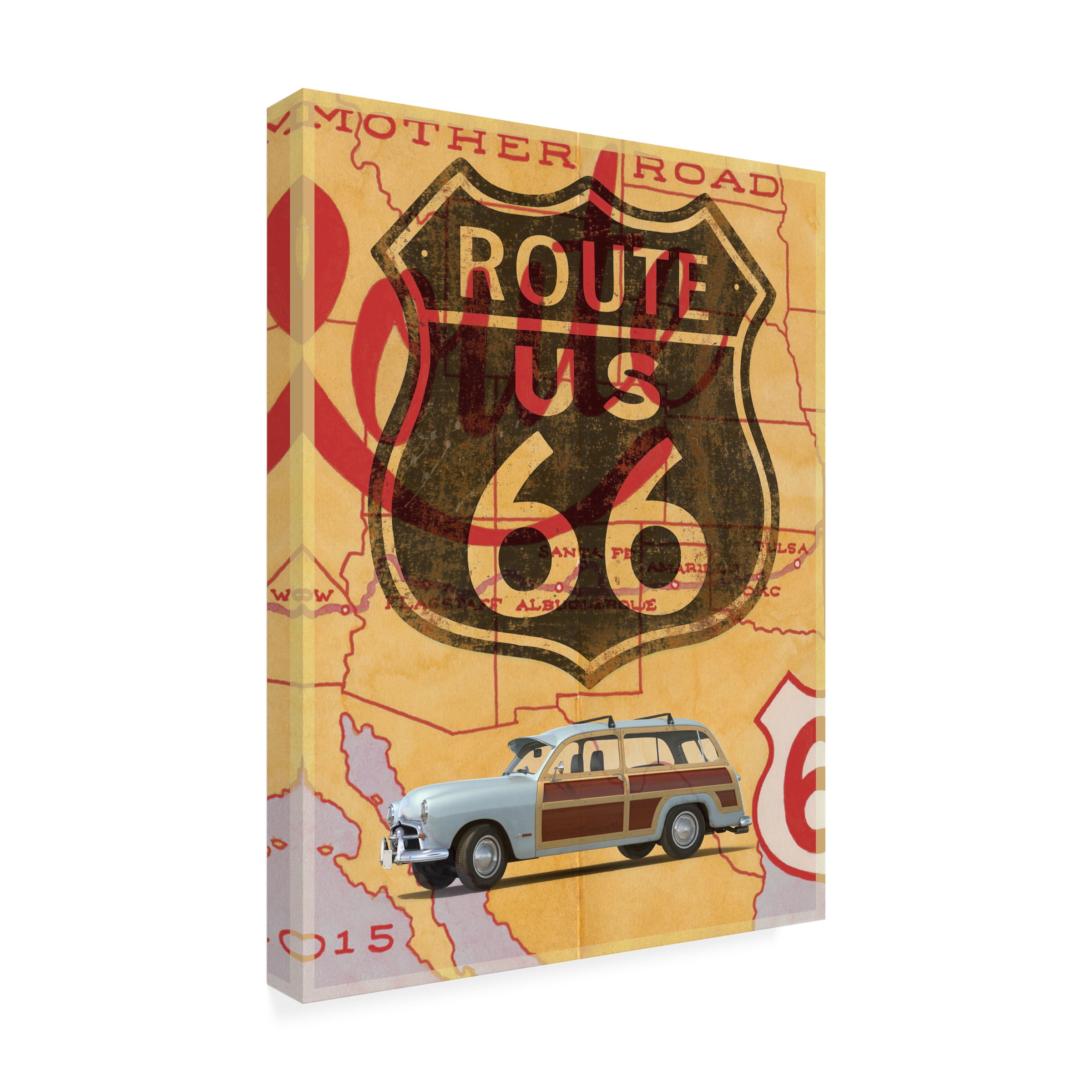 Edward M. Fielding 'Route 66 Vintage Postcard' Outdoor Canvas
