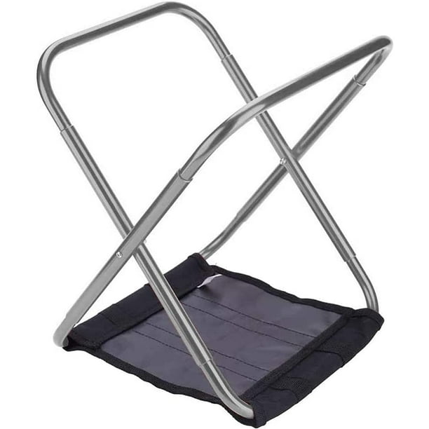 ShenMo 1pcs Silver Camping Folding Stools Portable Small Folding Stool Ultra Light Foldable Chair Small Aluminum Camping Chair for Travel Hiking