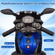 Shininglove 6V Kids Motorcycle with Training Wheels, Electric Ride-On Toy with Music & Headlight, Toddler Bike Gifts for Boys Girls Ages 3-6