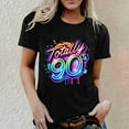 thumbnail image 2 of Arlun Retro 80's & 90's T-Shirts for Women Vintage Neon 80th and 90th Colorful Graphic Print Short Sleeve Tee Shirt Rave Theme Party Tshirt Plus Size Crew Neck Tee Tops 1-Black L, 2 of 4
