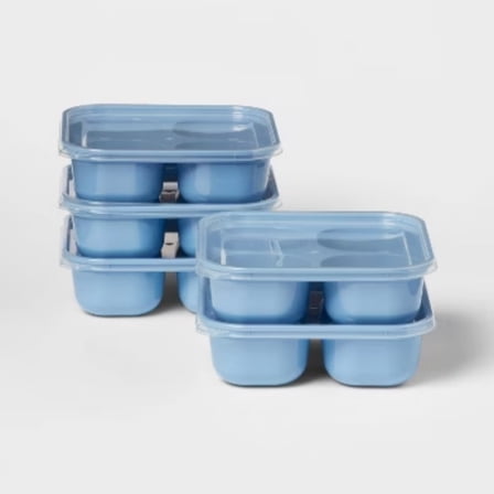 10pc (Set of 5) Plastic Divided Snack Food Storage Container Set Blue - Room Essentials