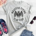 thumbnail image 2 of Majestic Flying Flap Flap Bat Shirt, Unisex Women's Men's Shirt, Funny Halloween T-shirt, Bat Graphic Tee, Heather Ash, Small, 2 of 6