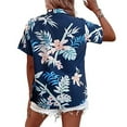 thumbnail image 5 of Fesfesfes Short Tshirts for Women's Casual Printed Button-Down Shirt Beach Holiday Cardigan Short Sleeve Lapel Top/Shirt 4(S), 5 of 9