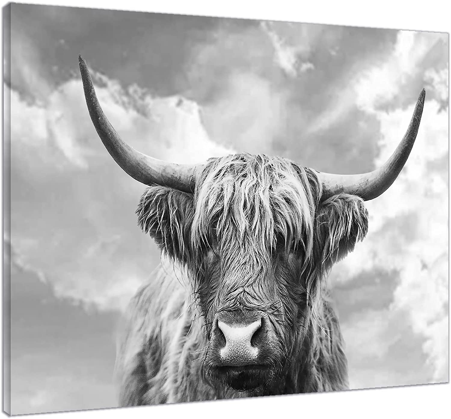 Highland Cow Canvas Wall Art Western Wild Animal Canvas Wall Decor Cool