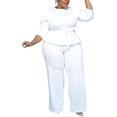 thumbnail image 2 of Women's Plus Size 2 Piece Outfits Long Sleeve Blazer Top & Long Pants Set Casual Elegant Business Suit with Belt, 2 of 6