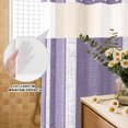 thumbnail image 4 of No Hook Shower Curtain, Vintage Purple Striped Shower Curtains for Bathroom with See Through Top Window, Farmhouse Modern Stripes Boho Waterproof & Washable Bath Curtain Small Stall 36"x78", 4 of 9